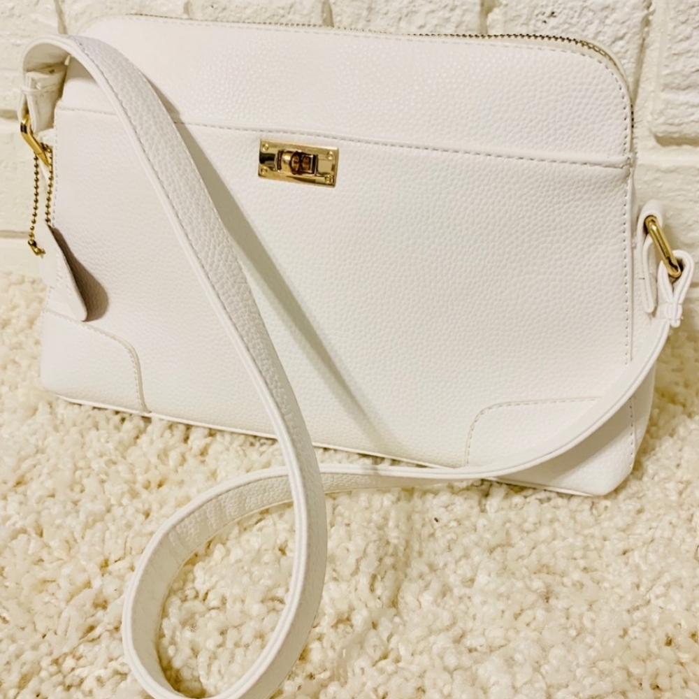 Peck & Peck White Leather Crossbody